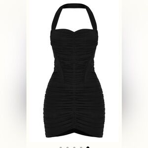 PrettyLittleThing Black Strapless Ruched Dress